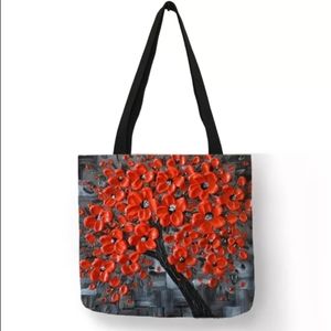 NEW - Floral Canvas Tote Bag - Double Sided Print